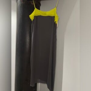 Nili Lotan Silk from her limited edition “silk sheers”
Steel and Chartreuse